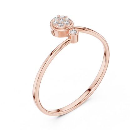 Round Lab Diamond Bezel Set Cluster Anniversary Ring - View 3