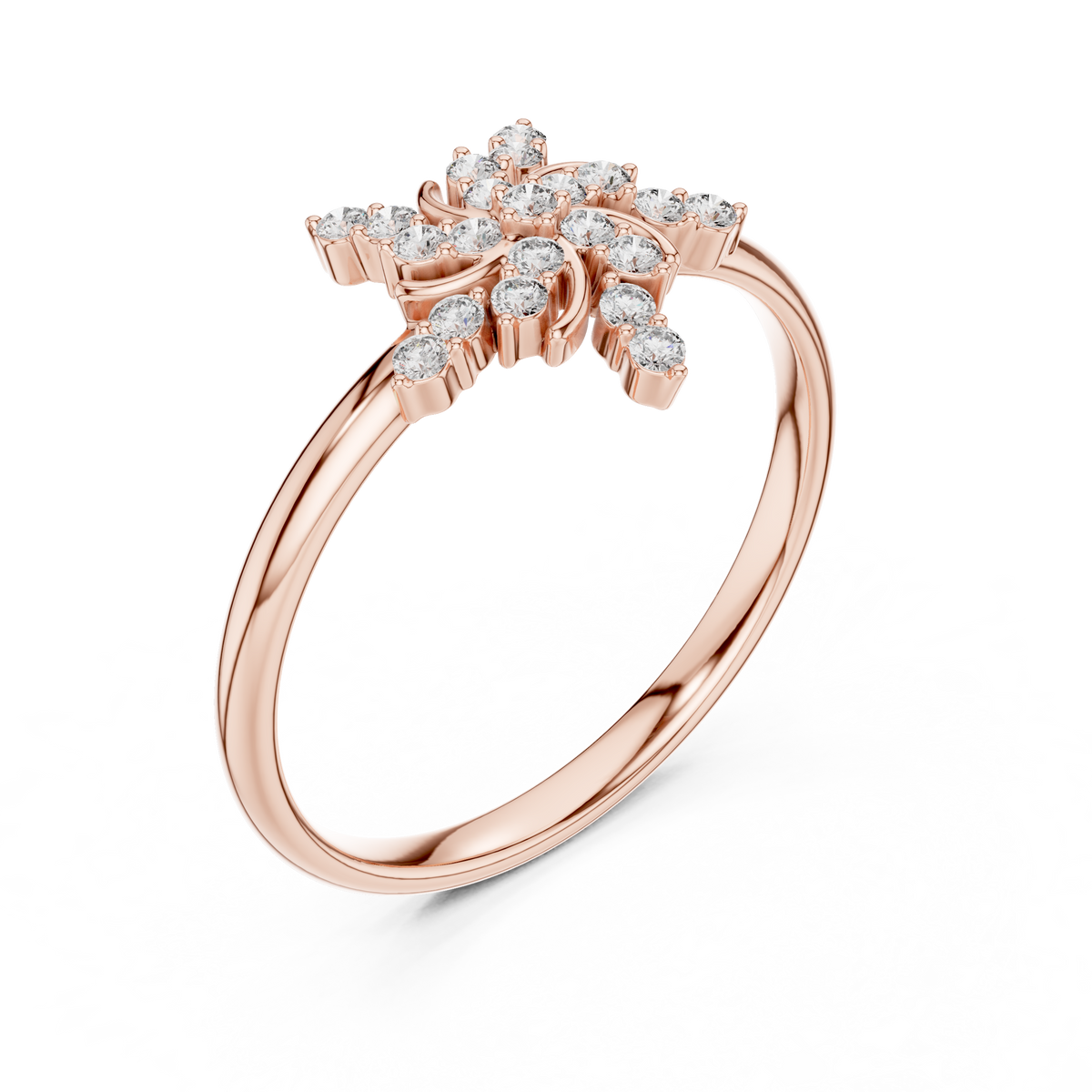 Floral Cluster Round Cut Lab Diamond Statement Ring - View 3