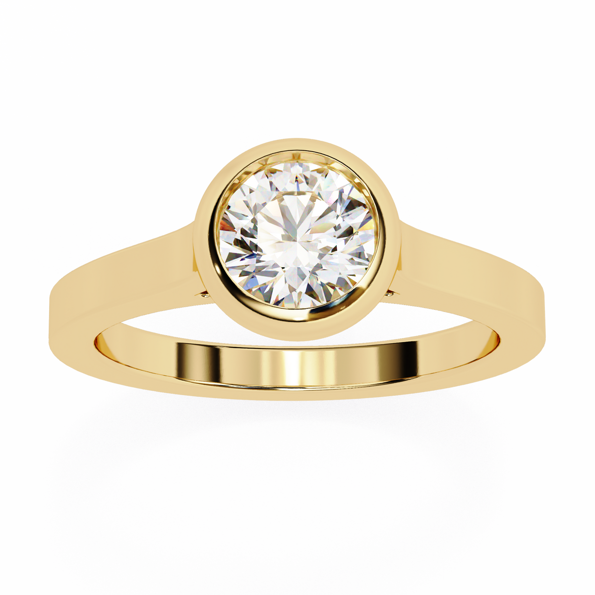 round cut bezel setting lab diamond solitaire wedding ring - view 6