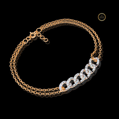Round Cut Lab Diamond Interlocking Double Link Bracelet - View 3