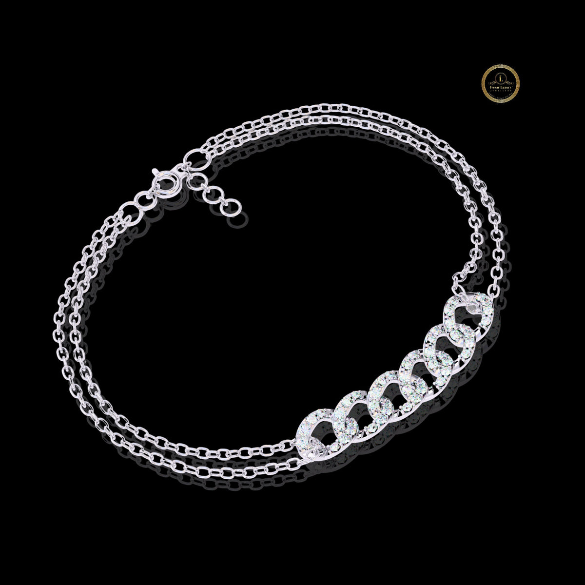 round cut lab diamond interlocking double link bracelet - view 4