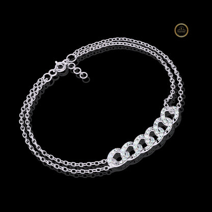 Round Cut Lab Diamond Interlocking Double Link Bracelet - View 4
