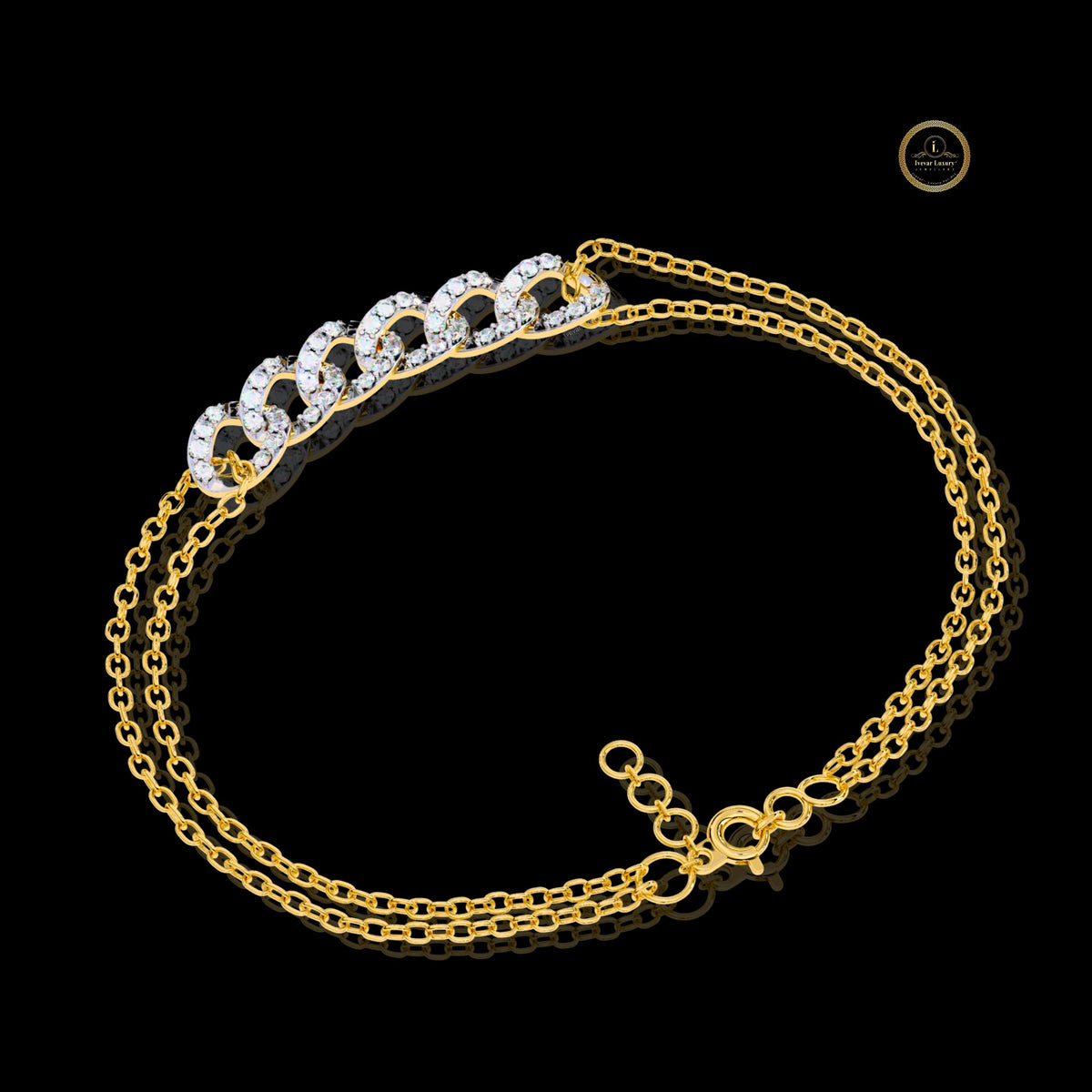 round cut lab diamond interlocking double link bracelet - view 5