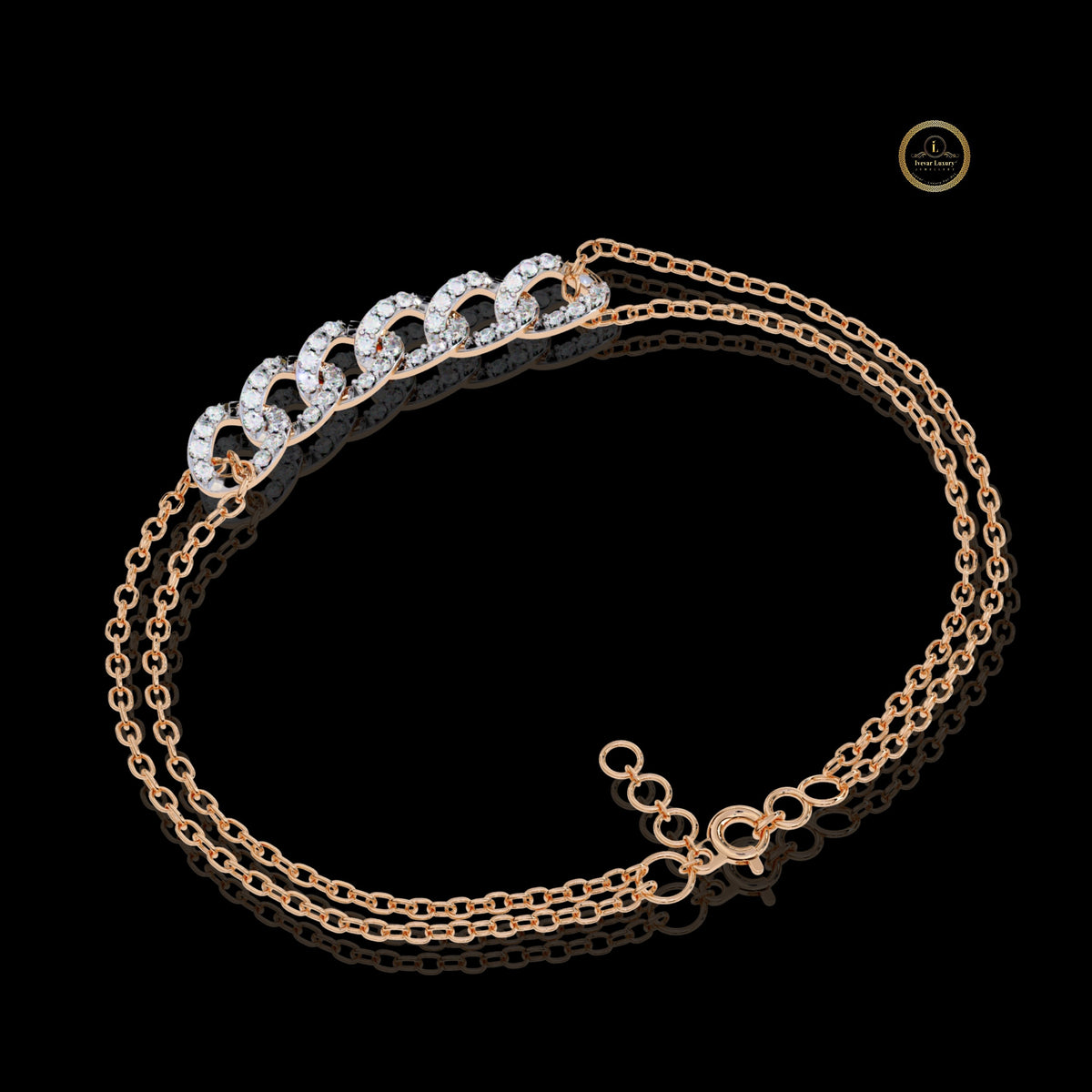 Round Cut Lab Diamond Interlocking Double Link Bracelet - View 6