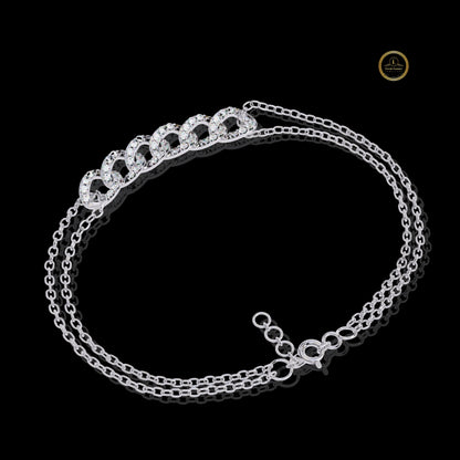 Round Cut Lab Diamond Interlocking Double Link Bracelet - View 7