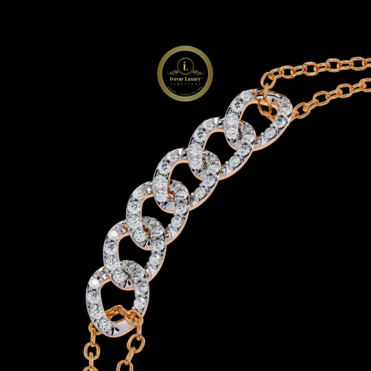 Round Cut Lab Diamond Interlocking Double Link Bracelet - View 8