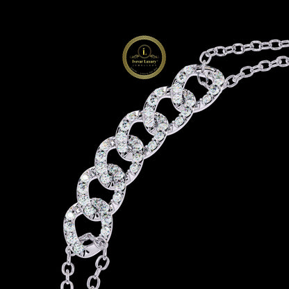 Round Cut Lab Diamond Interlocking Double Link Bracelet - View 9