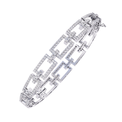 Round Cut Lab Diamond Open Link Statement Bracelet - View 10