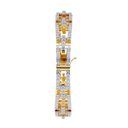 Round Cut Lab Diamond Open Link Statement Bracelet - View 2