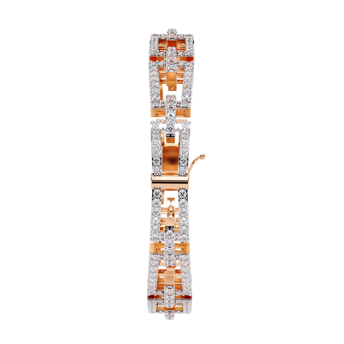 round cut lab diamond open link statement bracelet - view 3