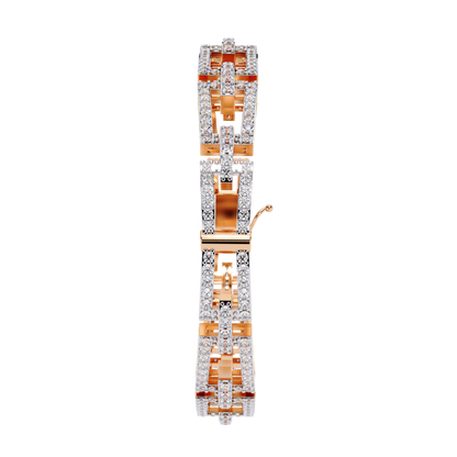 Round Cut Lab Diamond Open Link Statement Bracelet - View 3