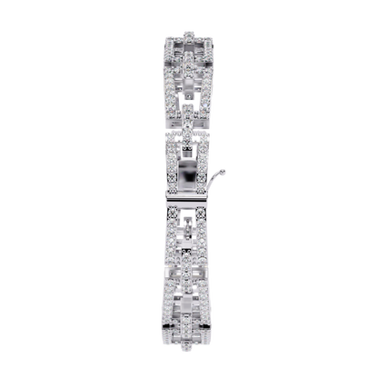 Round Cut Lab Diamond Open Link Statement Bracelet - View 4