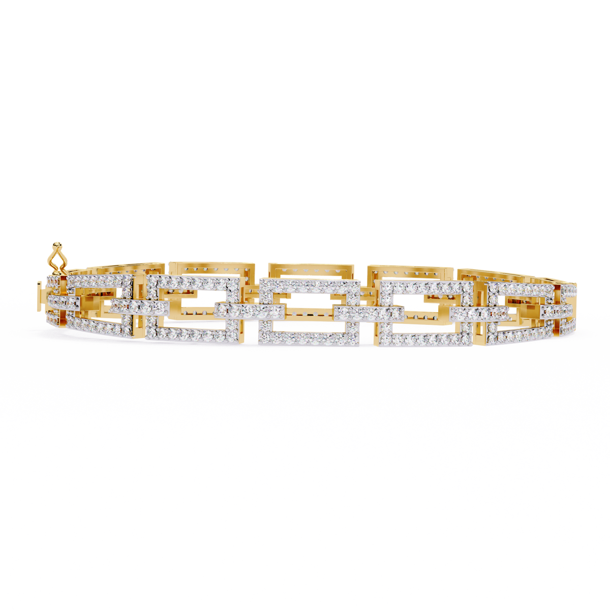 Round Cut Lab Diamond Open Link Statement Bracelet - View 5