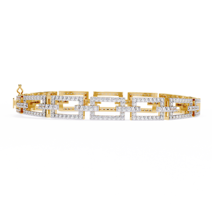 Round Cut Lab Diamond Open Link Statement Bracelet - View 5