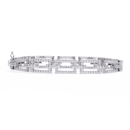 Round Cut Lab Diamond Open Link Statement Bracelet - View 7
