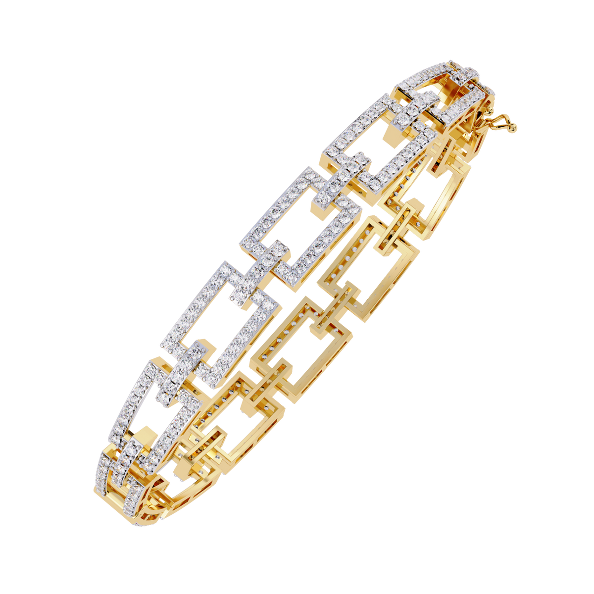 Round Cut Lab Diamond Open Link Statement Bracelet - View 8
