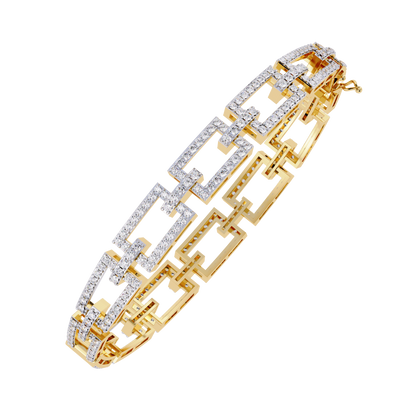 Round Cut Lab Diamond Open Link Statement Bracelet - View 8