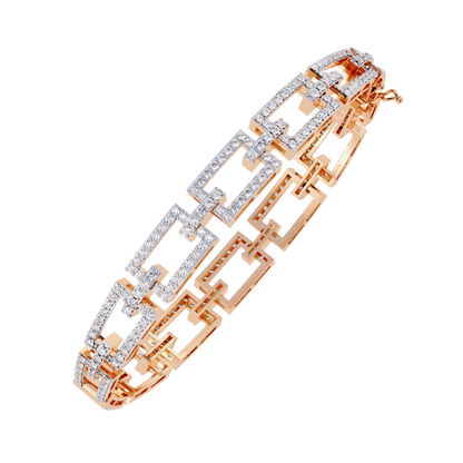 Round Cut Lab Diamond Open Link Statement Bracelet - View 9