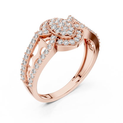 Round Cut Moissanite Diamond Cluster Split Shank Ring - View 5