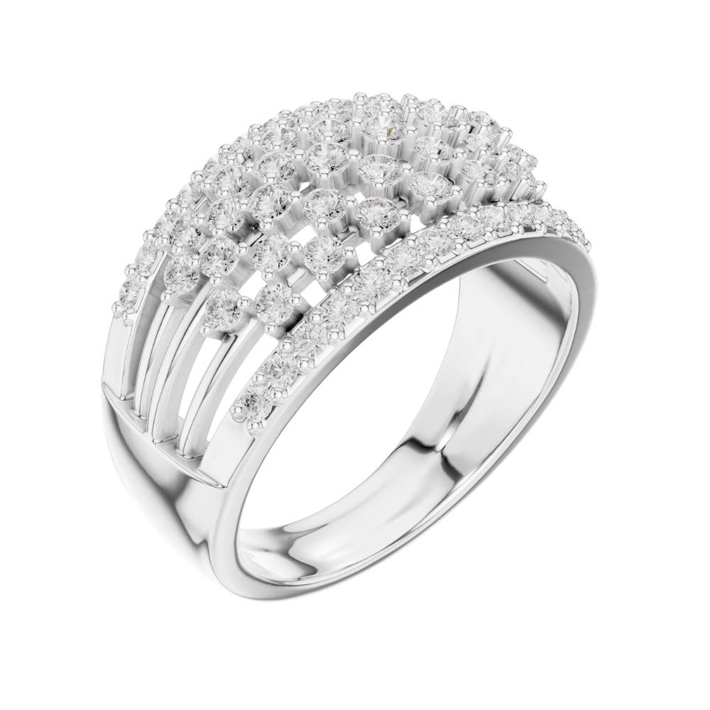 Round Cut Multi Row Pave Lab Diamond Statement Band Ring - View 6