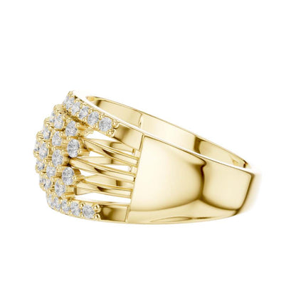 Round Cut Multi Row Pave Lab Diamond Statement Band Ring - View 7