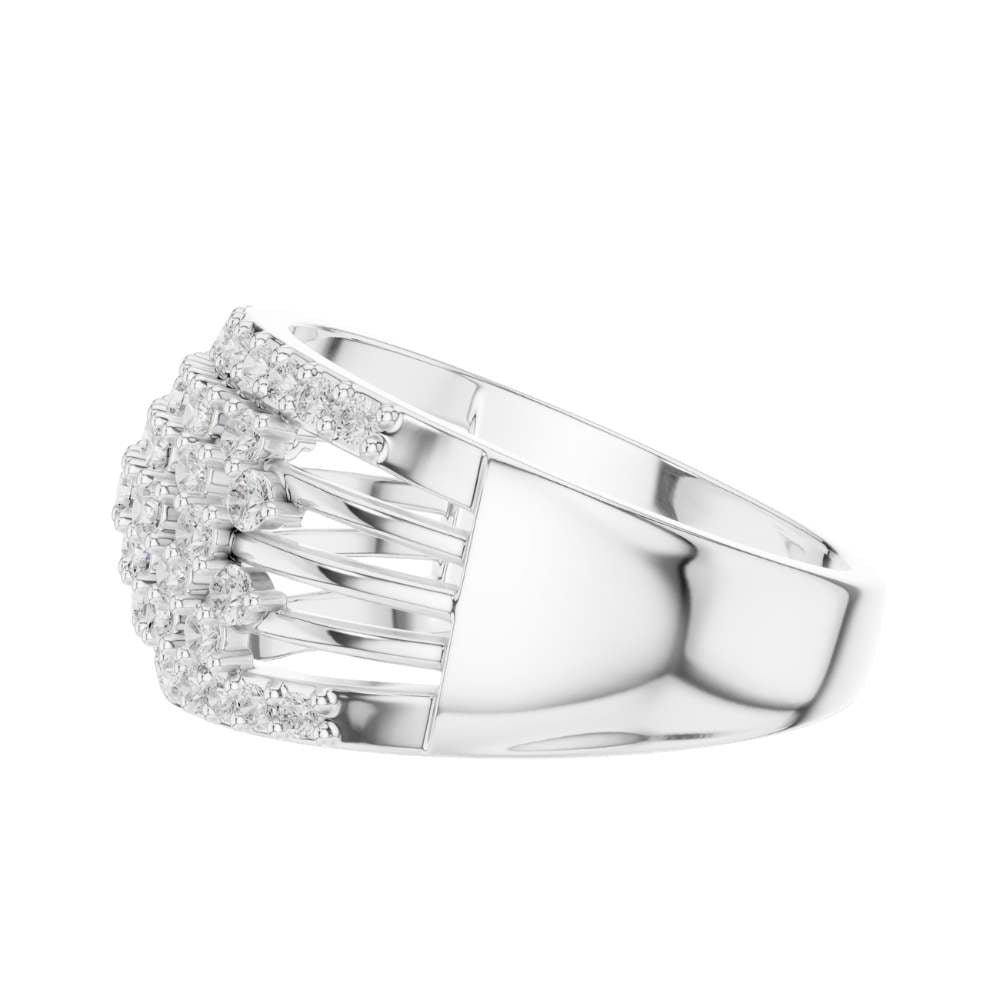 Round Cut Multi Row Pave Lab Diamond Statement Band Ring - View 9