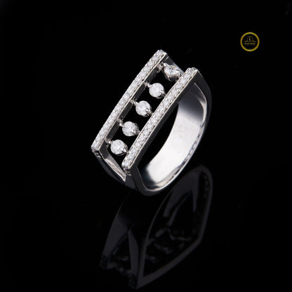 Round Cut Open Frame Floating Lab Diamond Statement Band Ring - View 2
