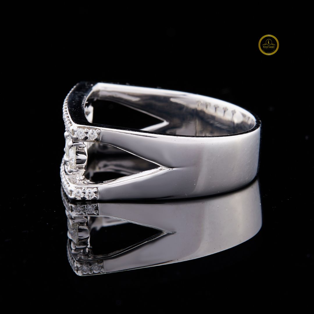 round cut open frame floating lab diamond statement band ring - view 3