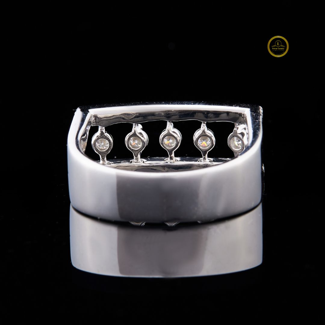 round cut open frame floating lab diamond statement band ring - view 4