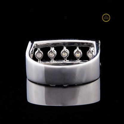 Round Cut Open Frame Floating Lab Diamond Statement Band Ring - View 4