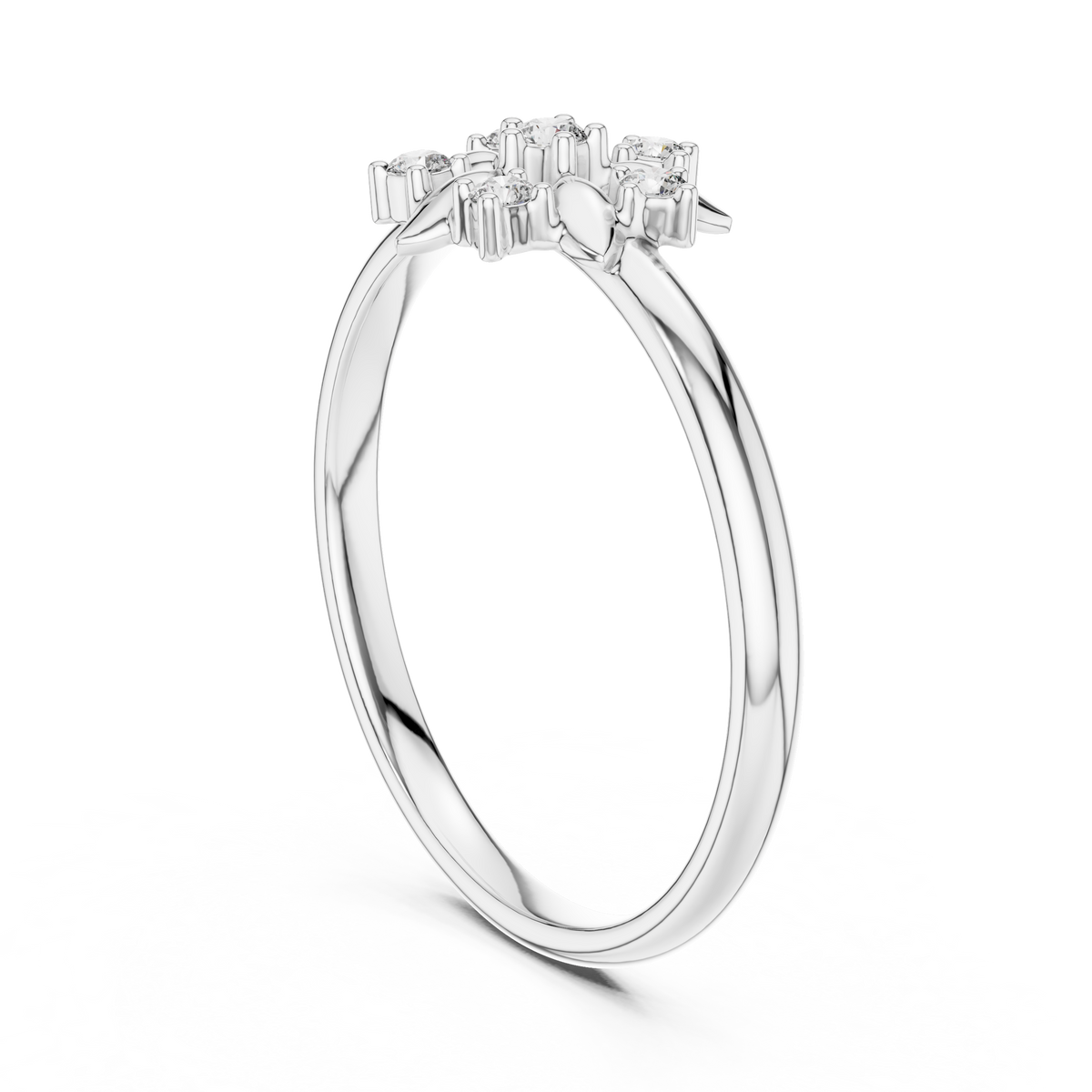 round lab diamond floral cluster delicate ring - view 6