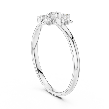 Round Lab Diamond Floral Cluster Delicate Ring - View 6