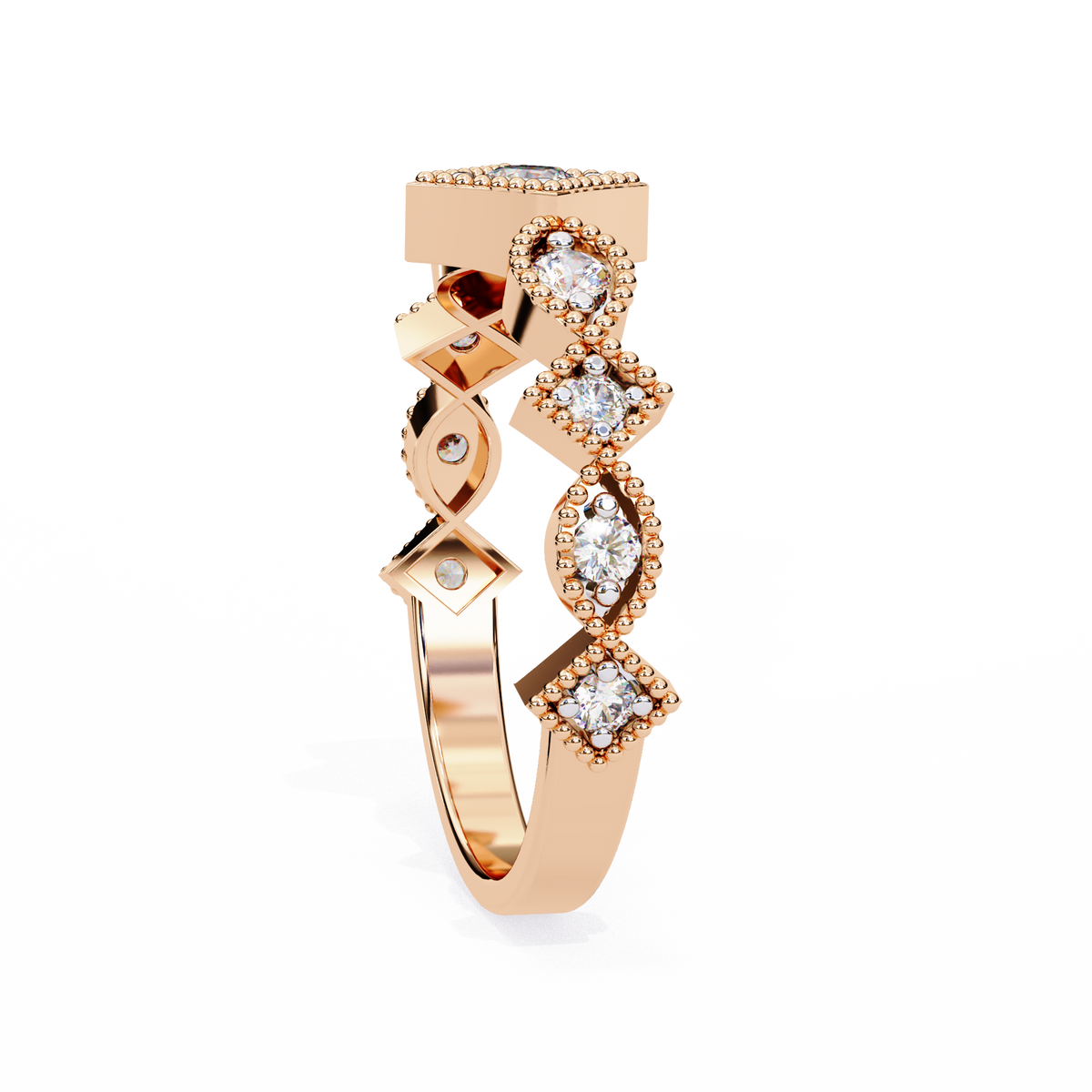 princess cut chevron lab diamond stackable wedding band ring - view 8
