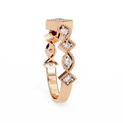 Princess Cut Chevron Lab Diamond Stackable Wedding Band Ring - View 8