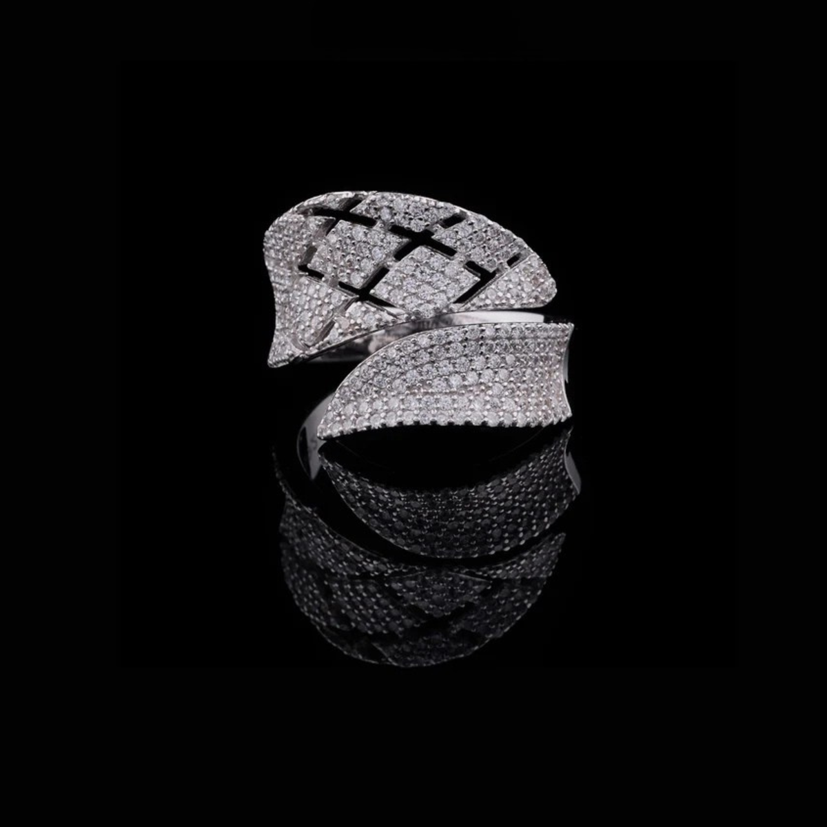 micro pave lab diamond crossover statement ring wedding band
