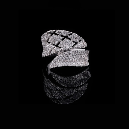 Micro Pave Lab Diamond Crossover Statement Ring Wedding Band
