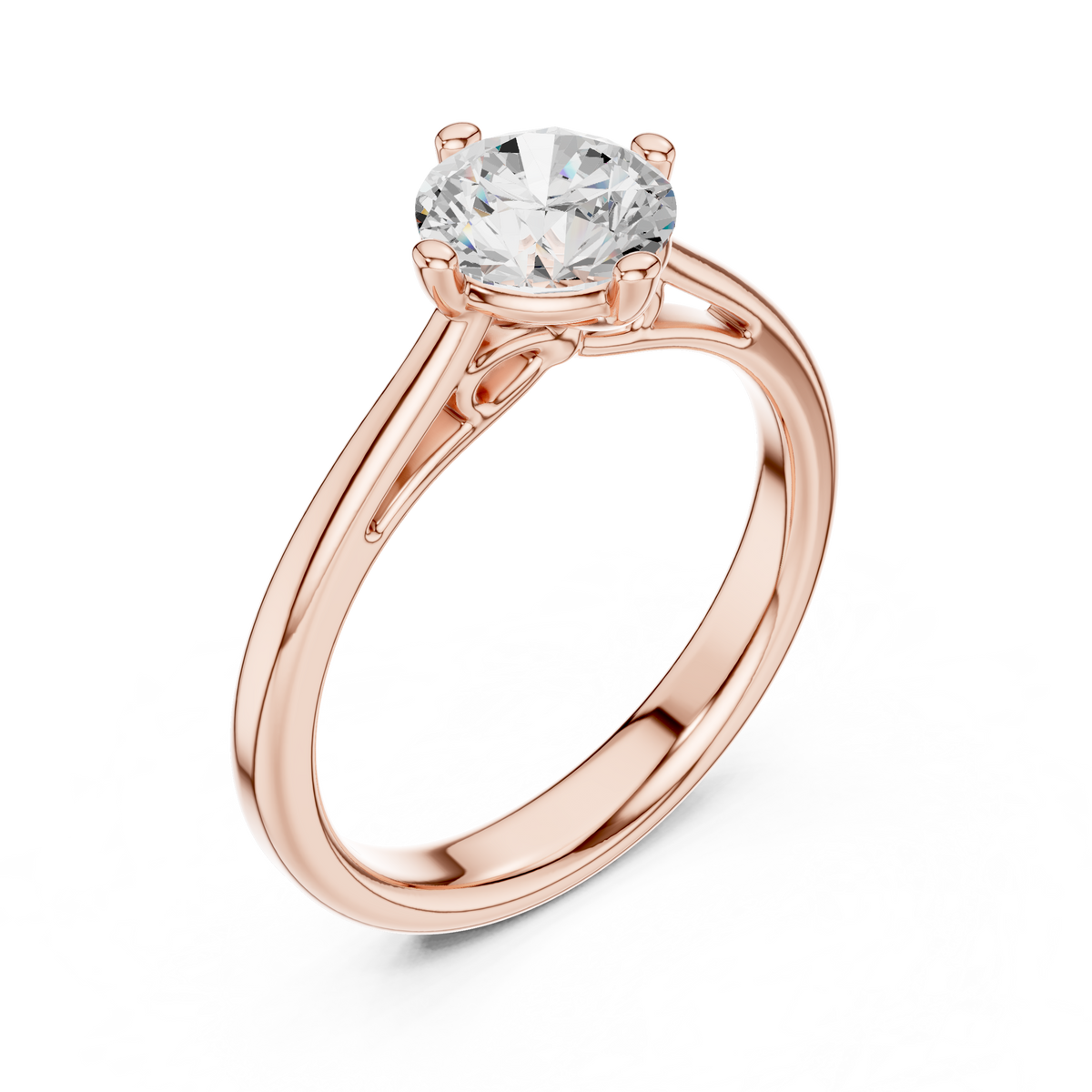 Round Lab Diamond Solitaire Engagement Ring - View 3