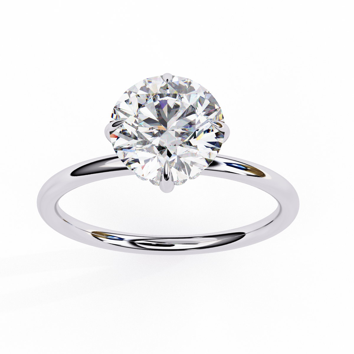 Women's Four Prong Round Cut Moissanite Diamond Solitaire Ring - View 4