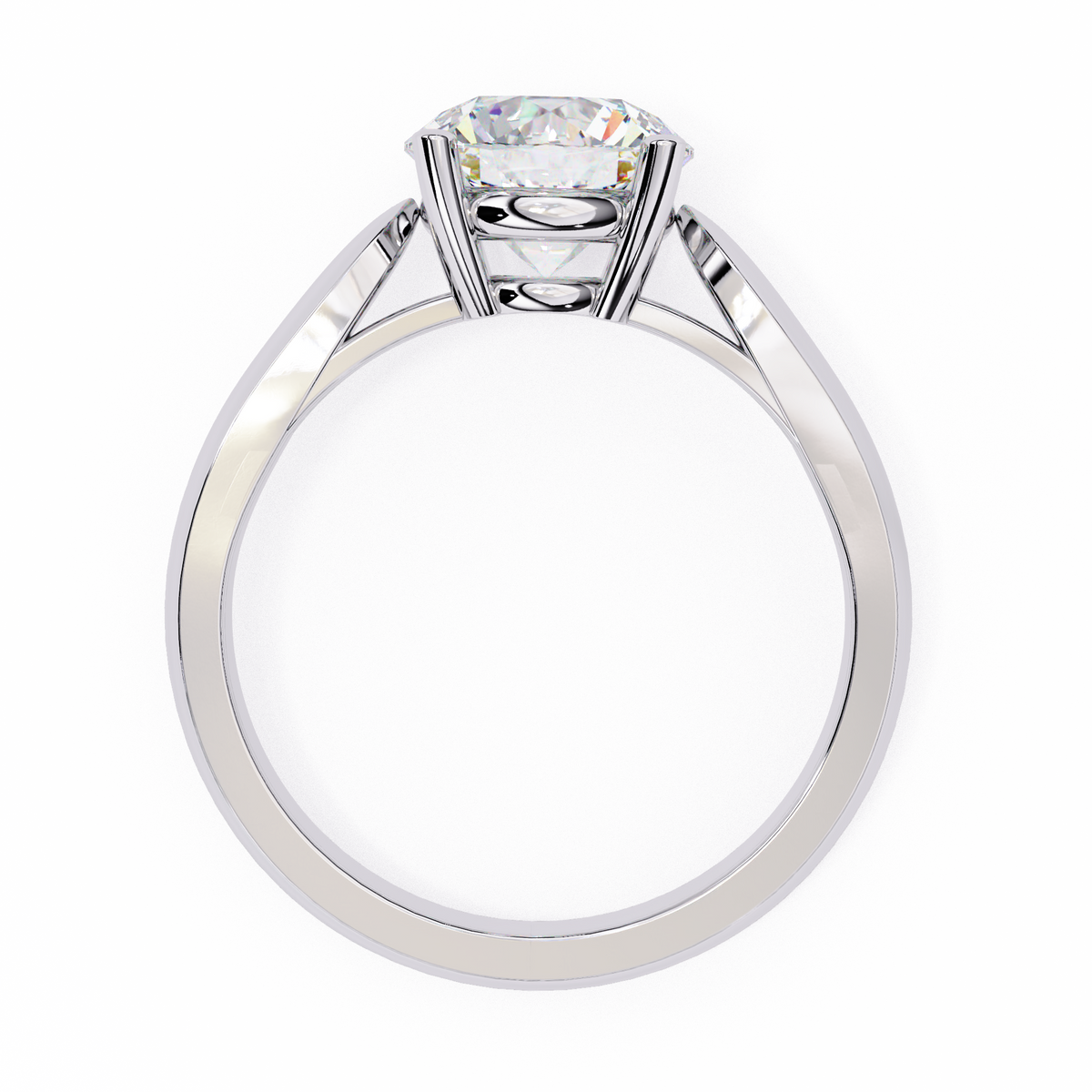 Round Solitaire Moissanite Diamond Engagement Ring With Four Prong - View 10