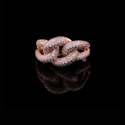 Pave Moissanite Diamond Chain Link Statement Ring