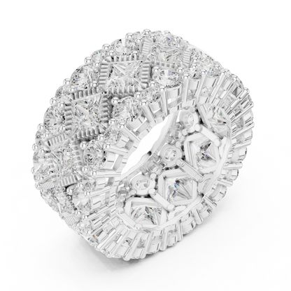 Round Lab Diamond Wide Band Statement Ring - View 6