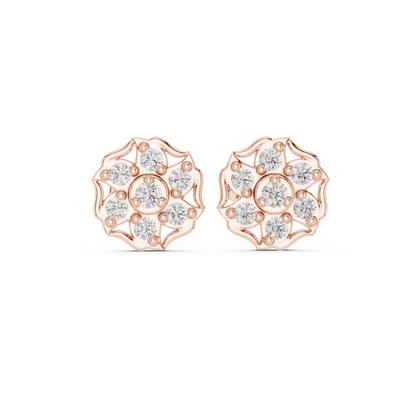 Infinity Twist Round Brilliant Cut Lab Diamond Stud Earrings Interlocking Loop - View 2