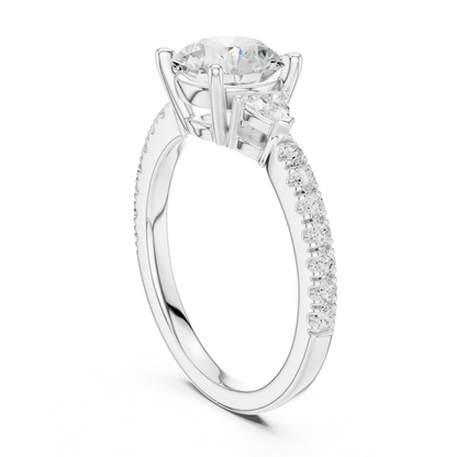 Round Cut Lab Diamond With Side Stone Pave Setting Ring - View 4