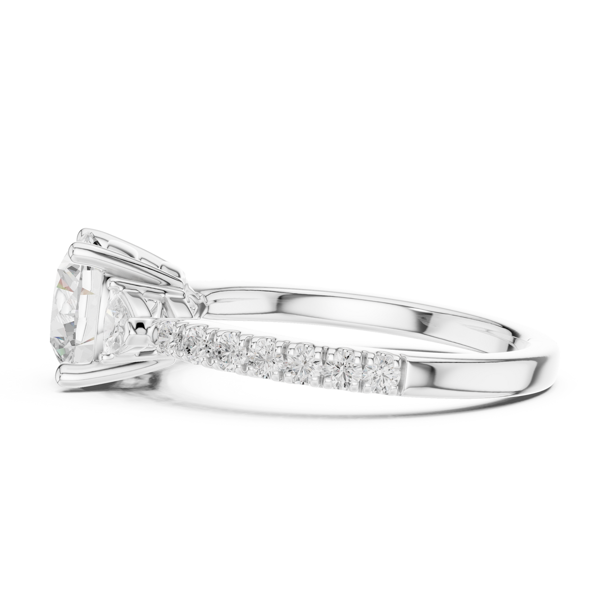 round cut lab diamond with side stone pave setting ring - view 9