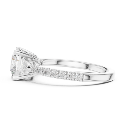 Round Cut Lab Diamond With Side Stone Pave Setting Ring - View 9