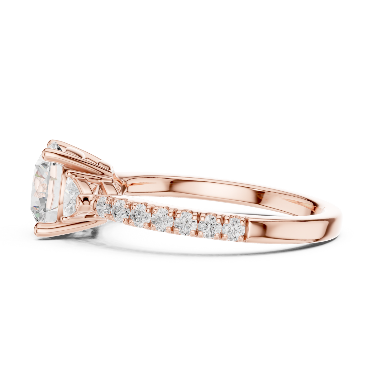 round cut lab diamond with side stone pave setting ring - view 8
