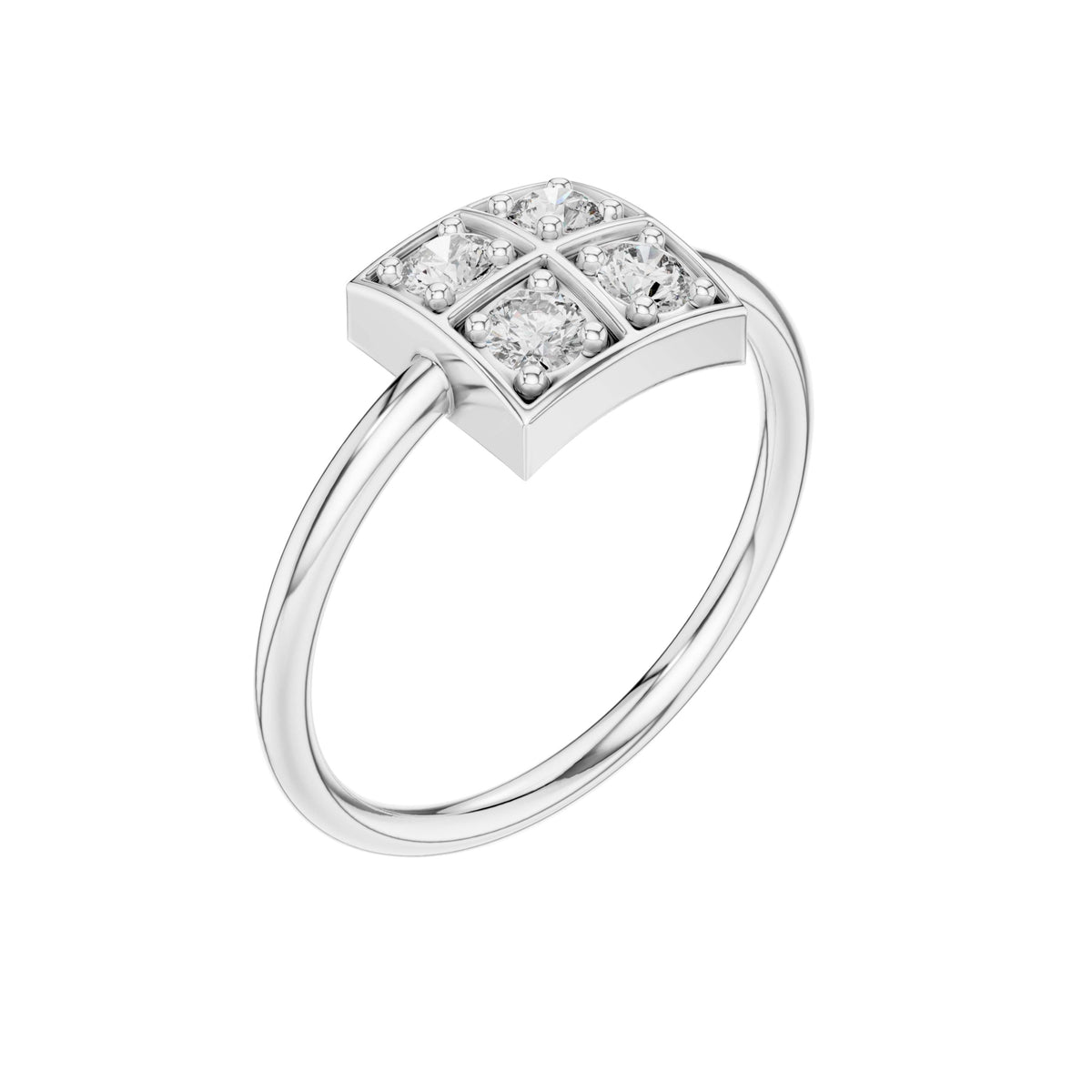 Square Quad Bezel Set Lab Diamond Cluster Ring - View 6
