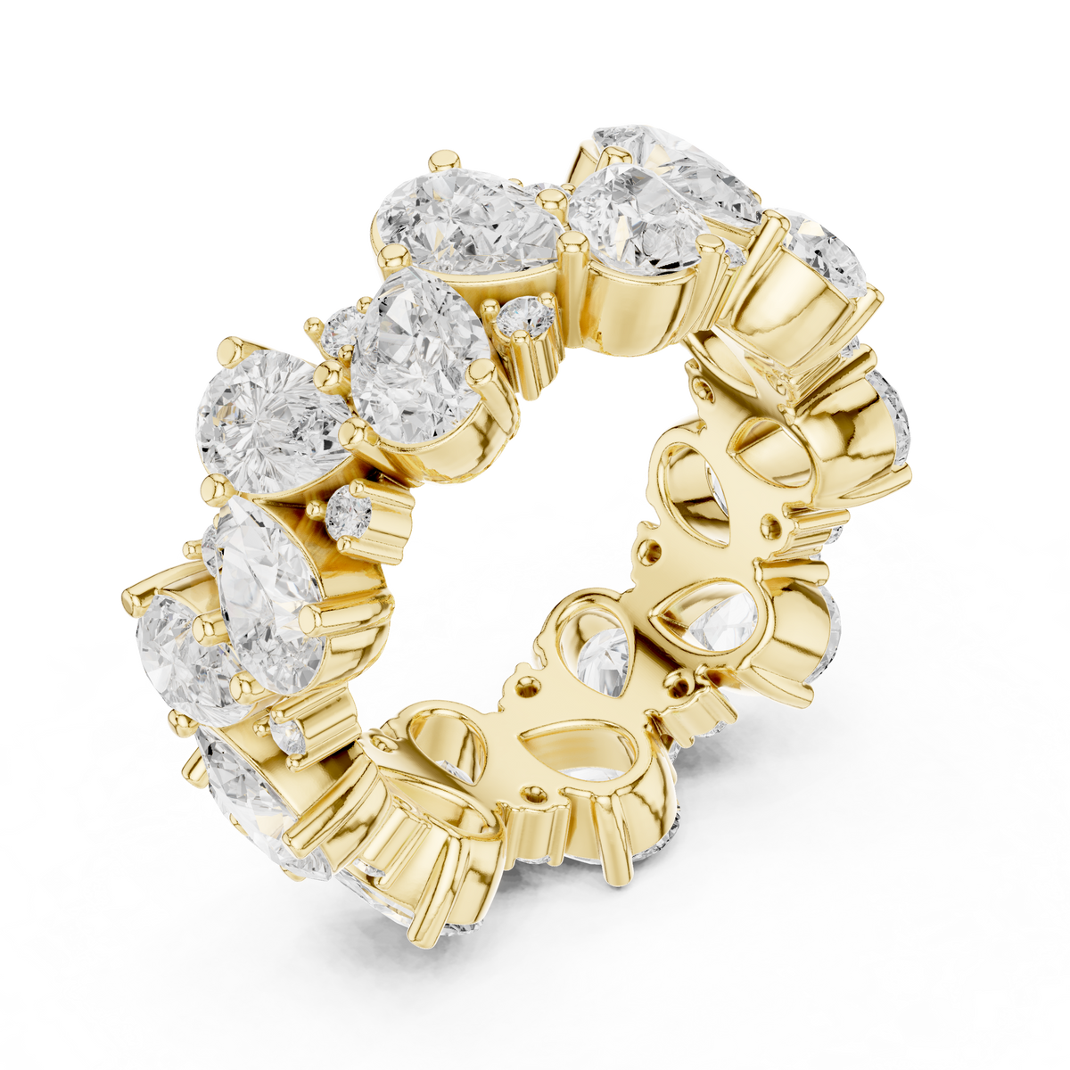 pear and round cut moissanite diamond anniversary band ring - view 4