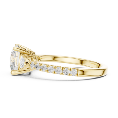 Round Cut Lab Diamond With Side Stone Pave Setting Ring - View 10