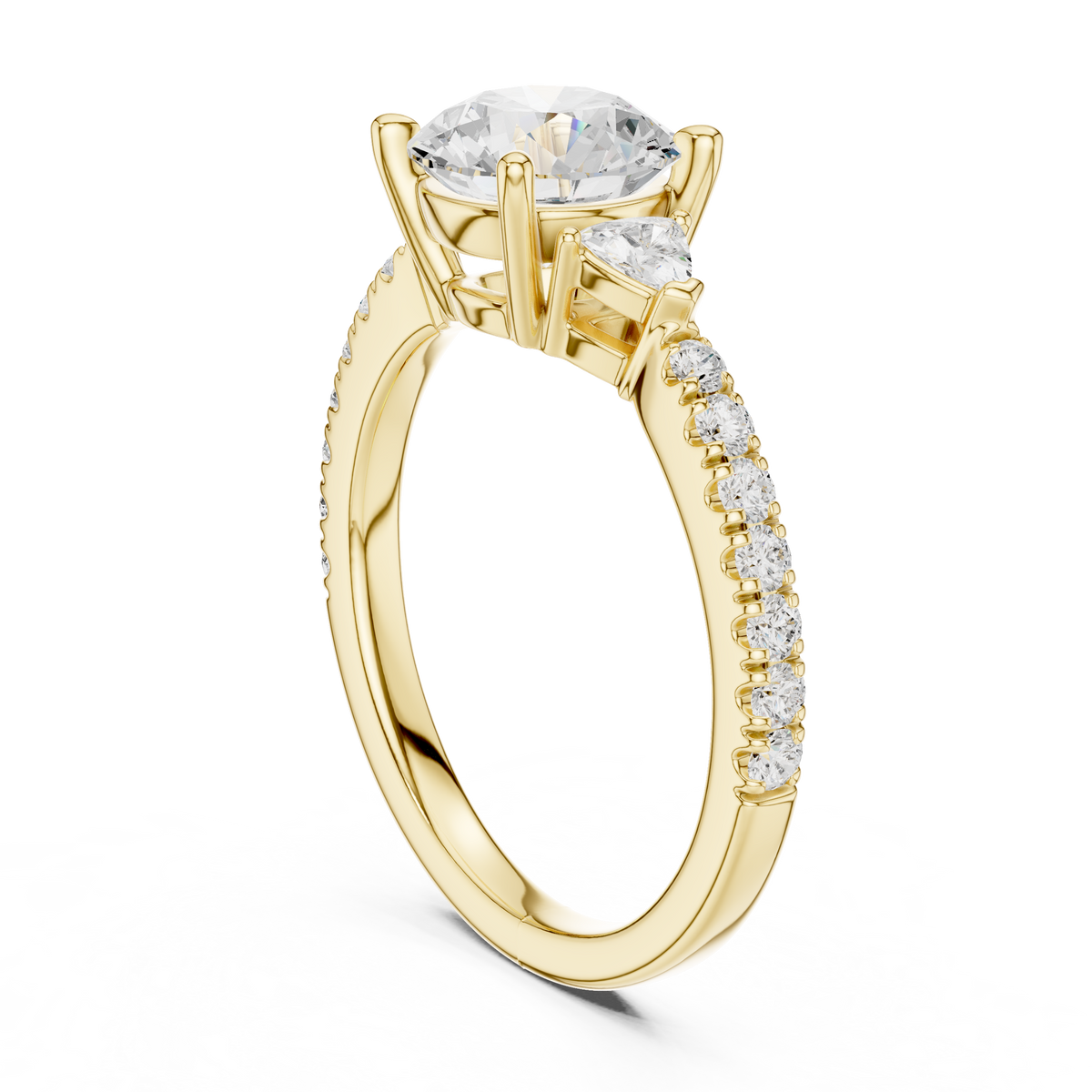 round cut lab diamond with side stone pave setting ring - view 6